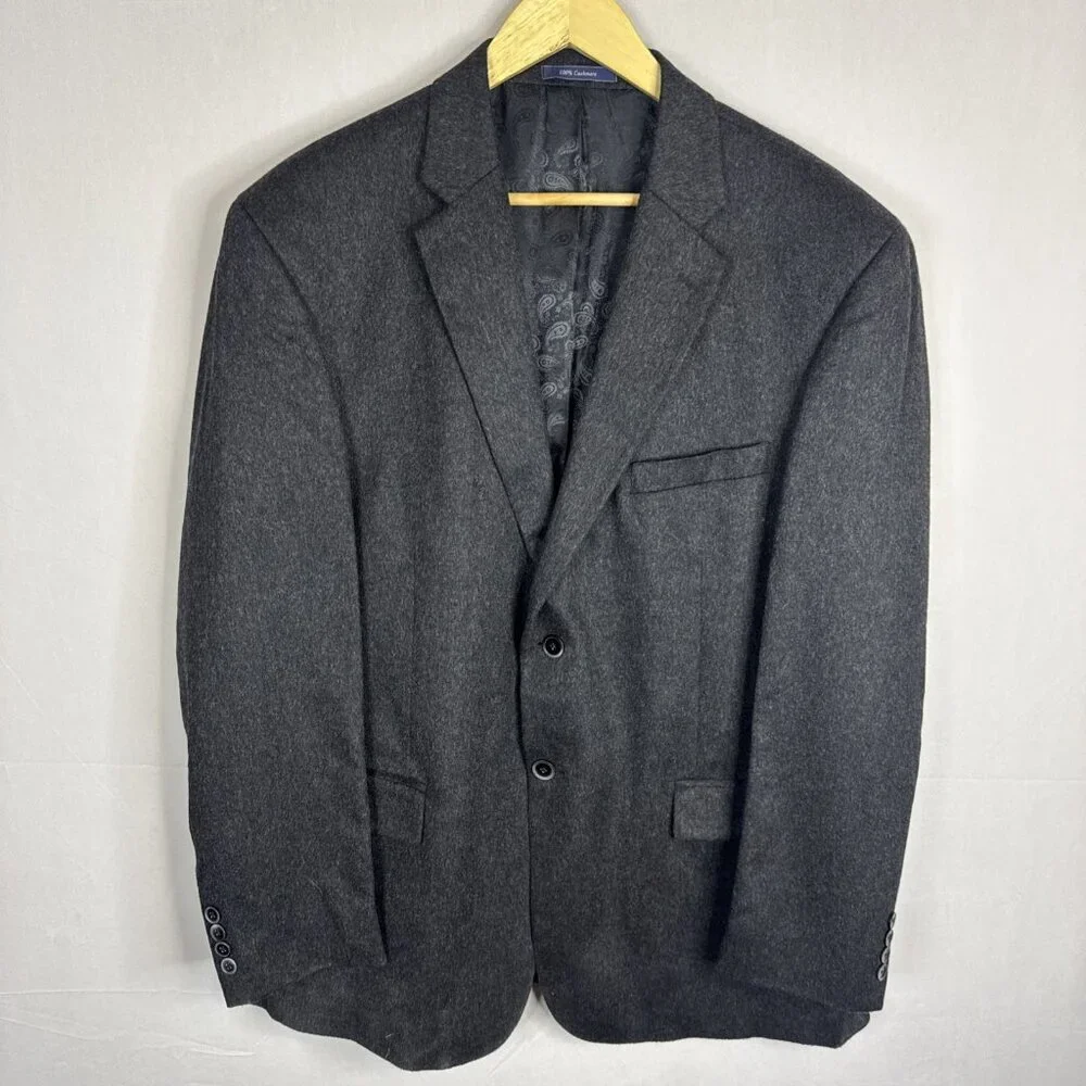 Grafton 100% Cashmere Blazer Jacket Men 46 Charcoal Gray Sports‎ Coat